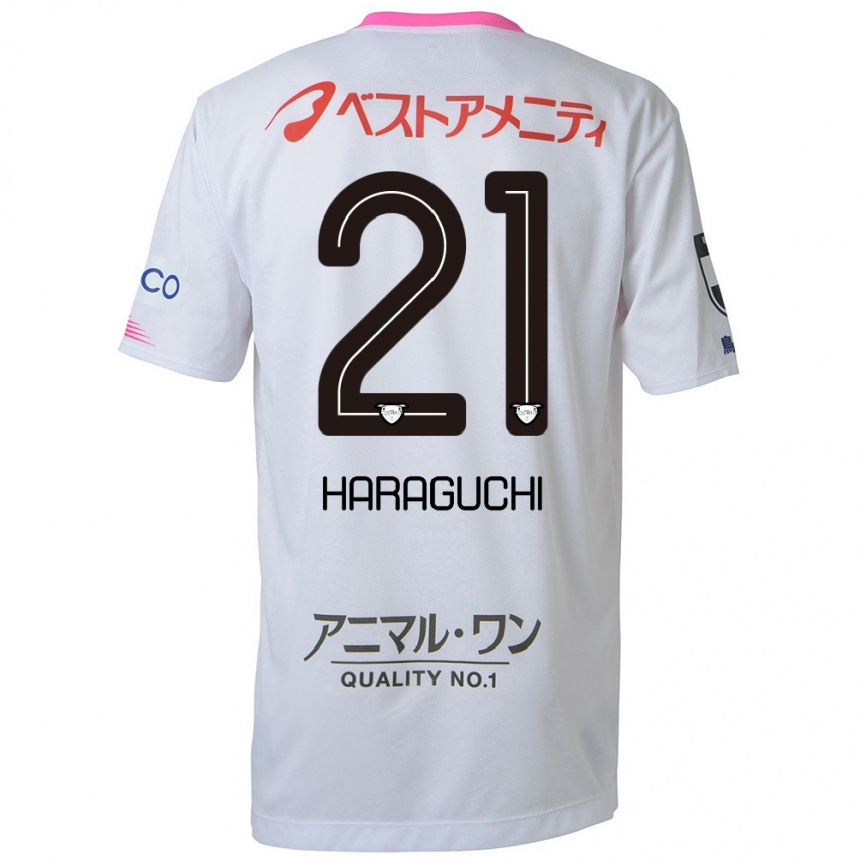 Kids Football Konosuke Haraguchi #21 White Blue Pink Away Jersey 2024/25 T-Shirt Canada