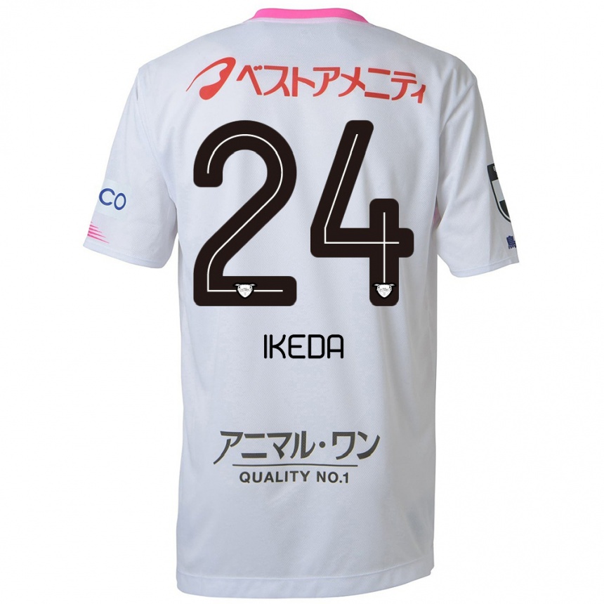 Kids Football Tokia Ikeda #24 White Blue Pink Away Jersey 2024/25 T-Shirt Canada