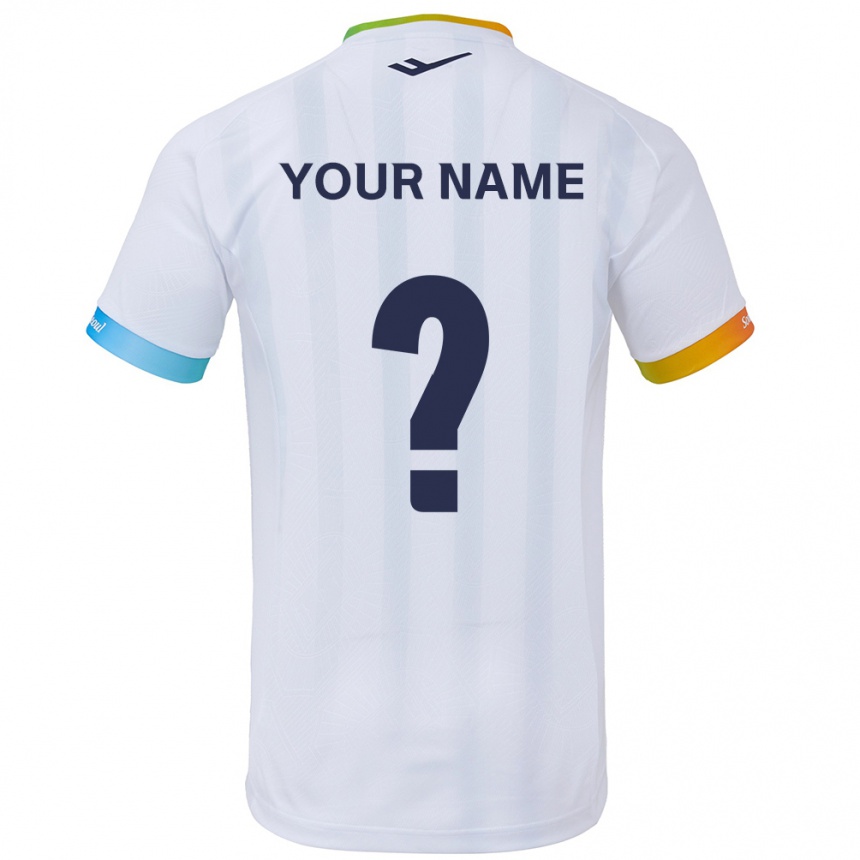 Kids Football Your Name #0 White Blue Away Jersey 2024/25 T-Shirt Canada