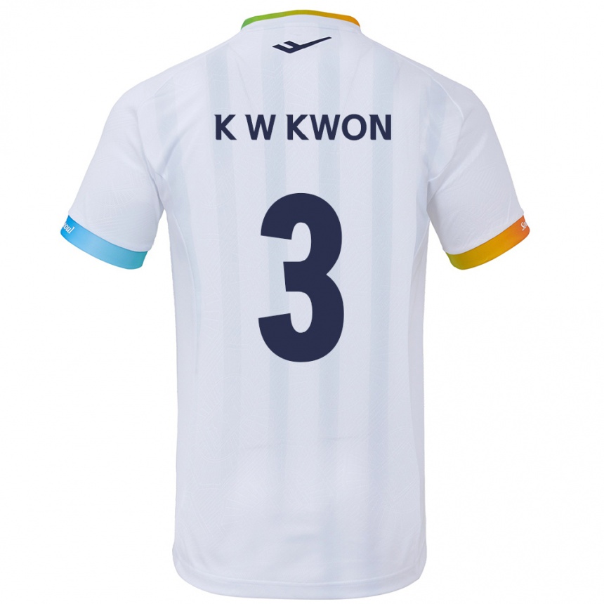 Enfant Football Maillot Wan-Kyu Kwon #3 Blanc Bleu Tenues Extérieur 2024/25 Canada