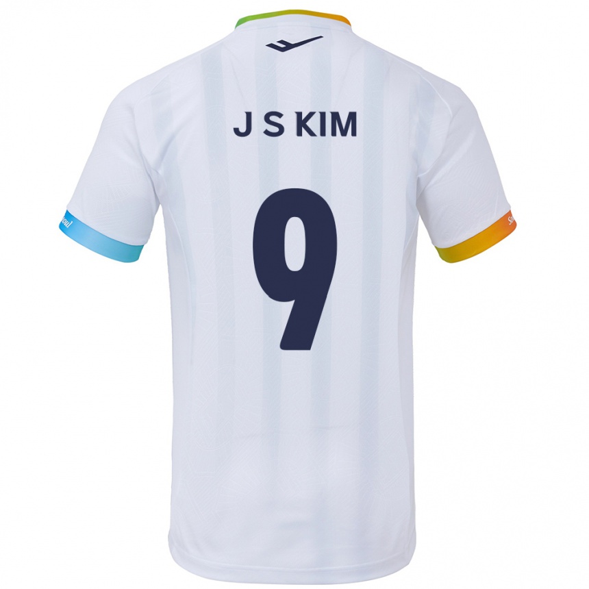 Kids Football Shin-Jin Kim #9 White Blue Away Jersey 2024/25 T-Shirt Canada