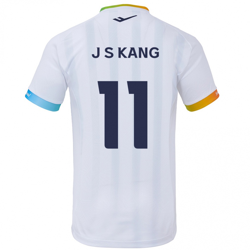 Kids Football Seong-Jin Kang #11 White Blue Away Jersey 2024/25 T-Shirt Canada