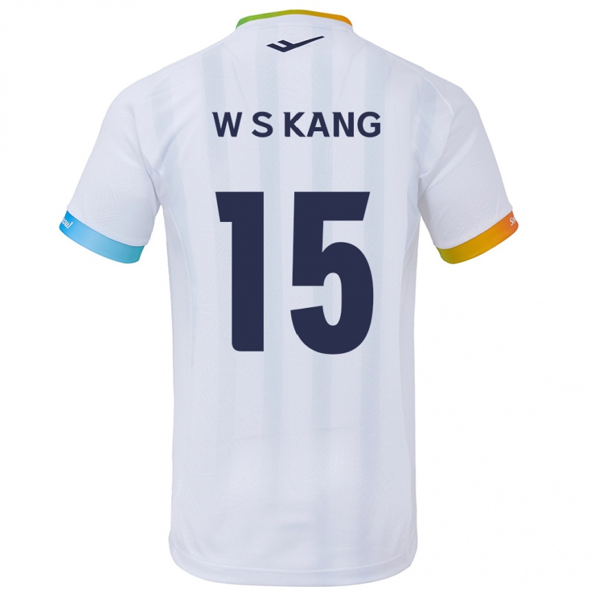 Kids Football Sang-Woo Kang #15 White Blue Away Jersey 2024/25 T-Shirt Canada