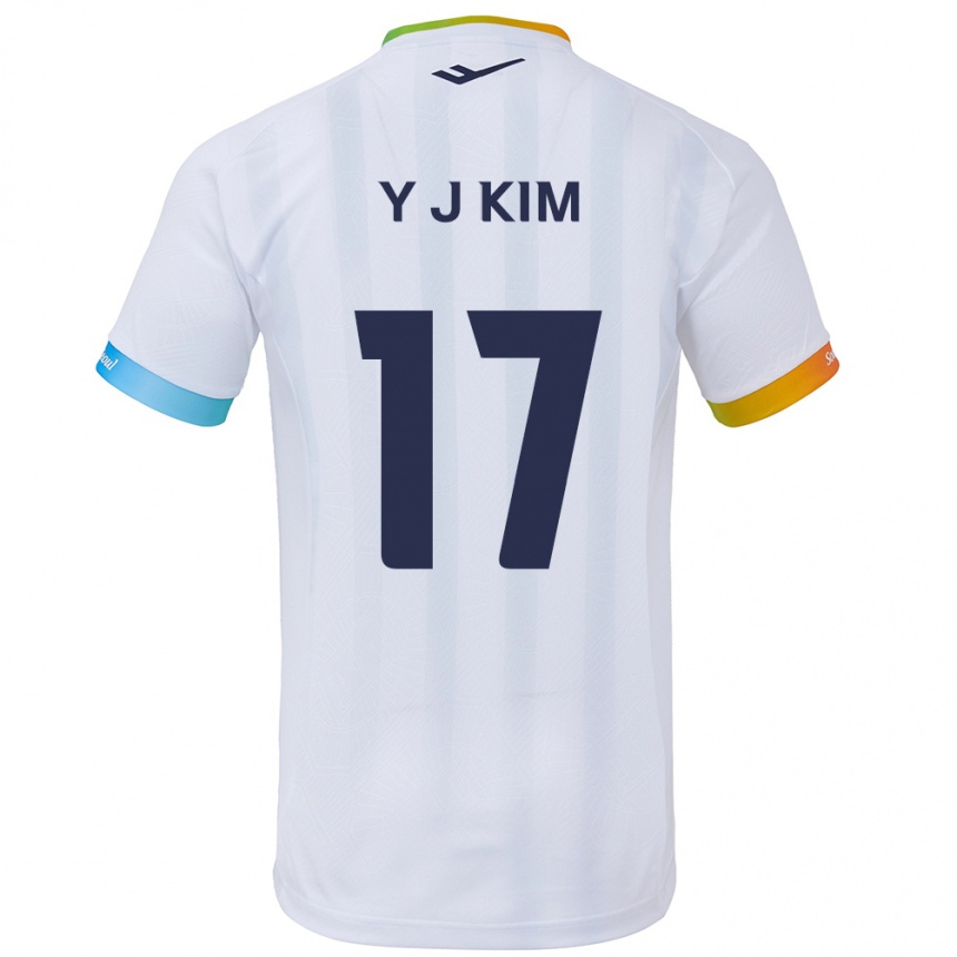 Kids Football Jin-Ya Kim #17 White Blue Away Jersey 2024/25 T-Shirt Canada