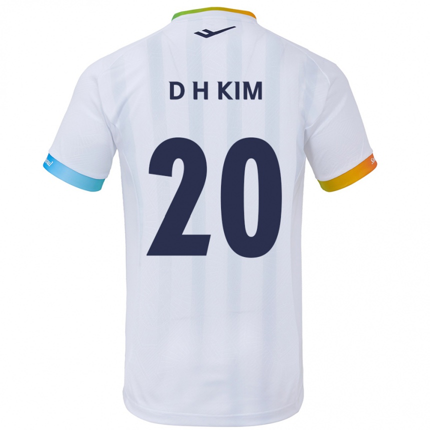 Kids Football Hyeon-Deok Kim #20 White Blue Away Jersey 2024/25 T-Shirt Canada