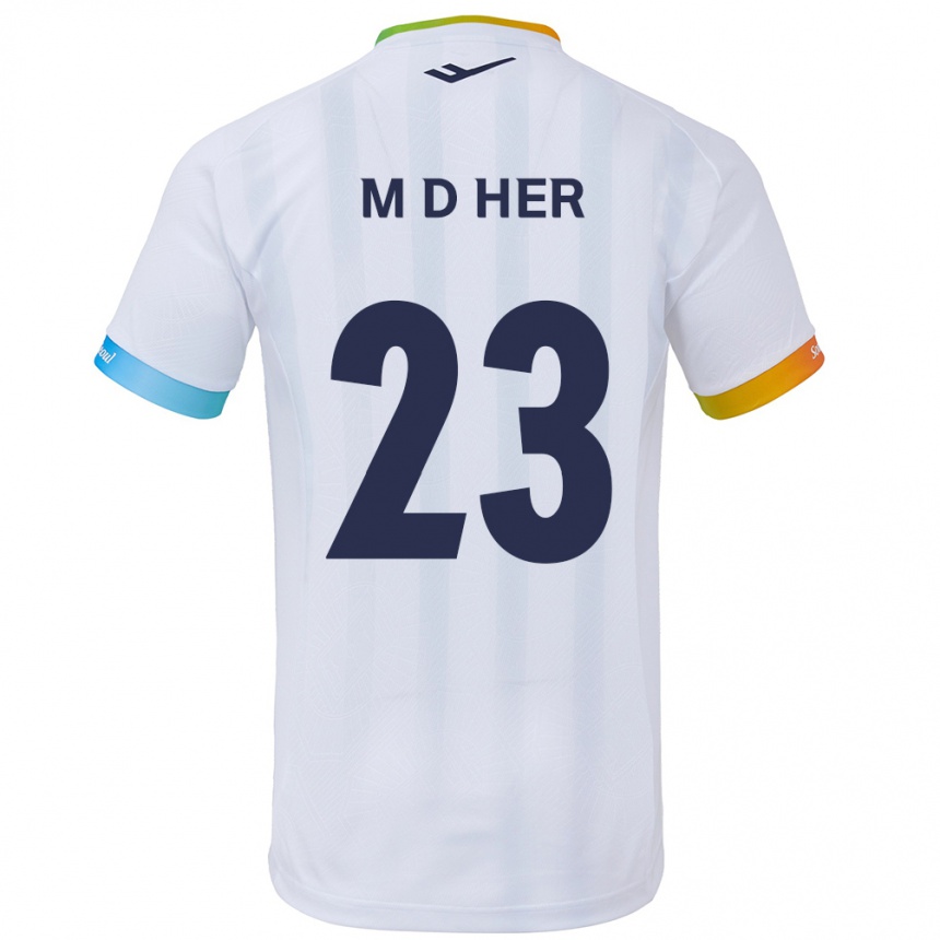 Kids Football Dong-Min Her #23 White Blue Away Jersey 2024/25 T-Shirt Canada