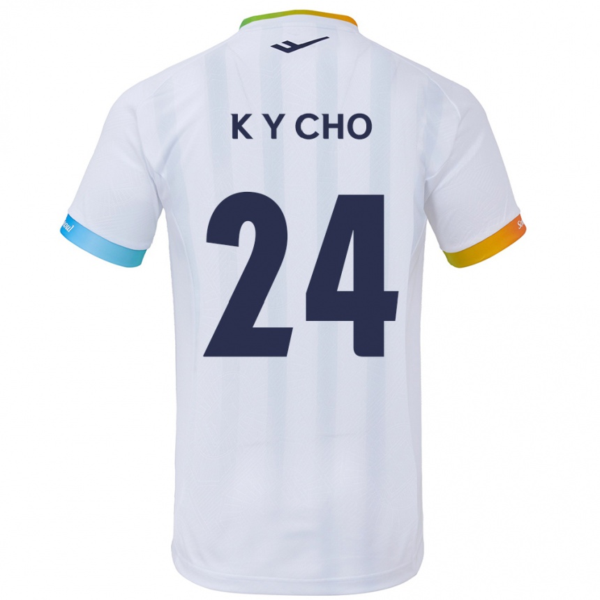 Enfant Football Maillot Young-Kwang Cho #24 Blanc Bleu Tenues Extérieur 2024/25 Canada