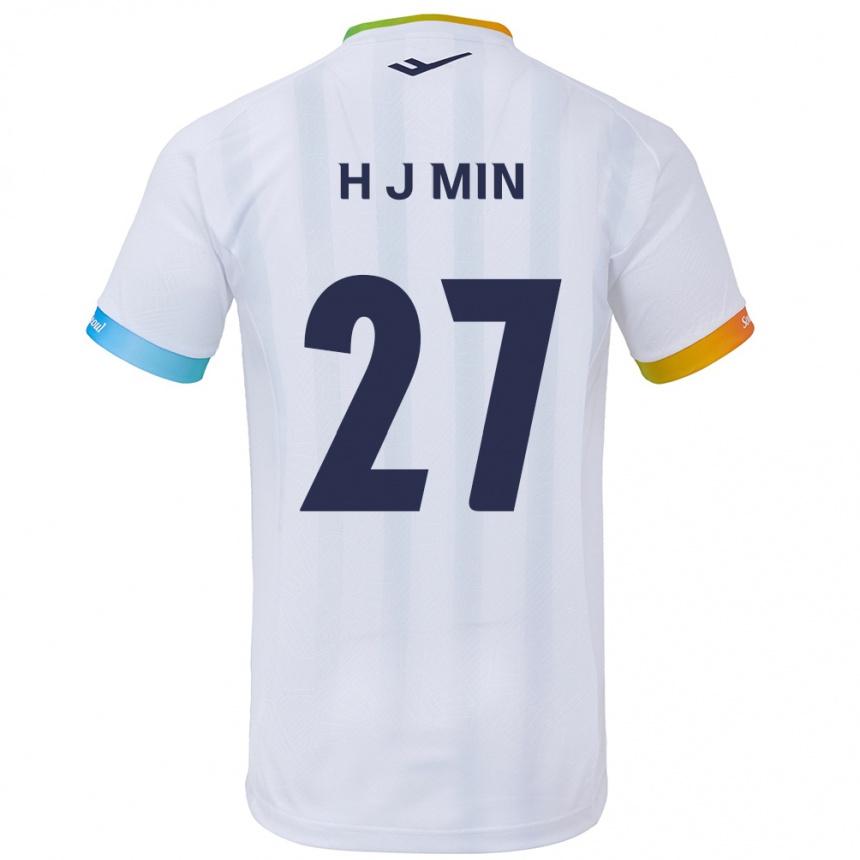 Kids Football Ji-Hoon Min #27 White Blue Away Jersey 2024/25 T-Shirt Canada