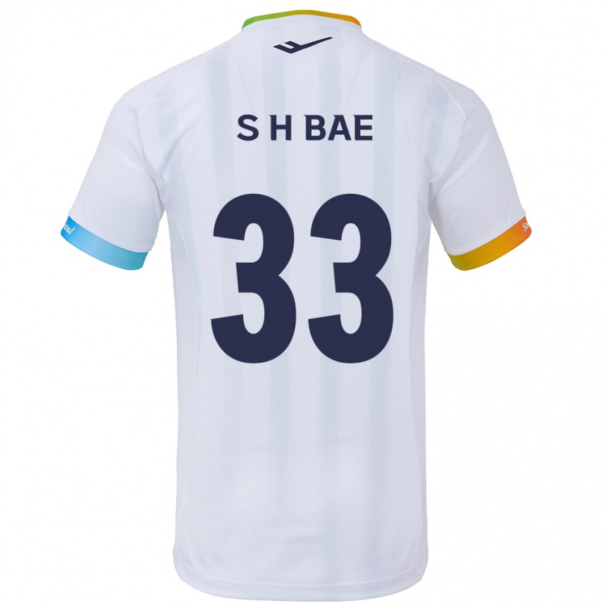 Enfant Football Maillot Hyun-Seo Bae #33 Blanc Bleu Tenues Extérieur 2024/25 Canada