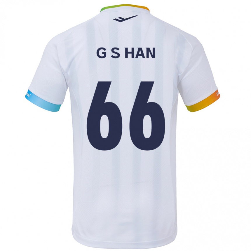 Enfant Football Maillot Seung-Gyu Han #66 Blanc Bleu Tenues Extérieur 2024/25 Canada