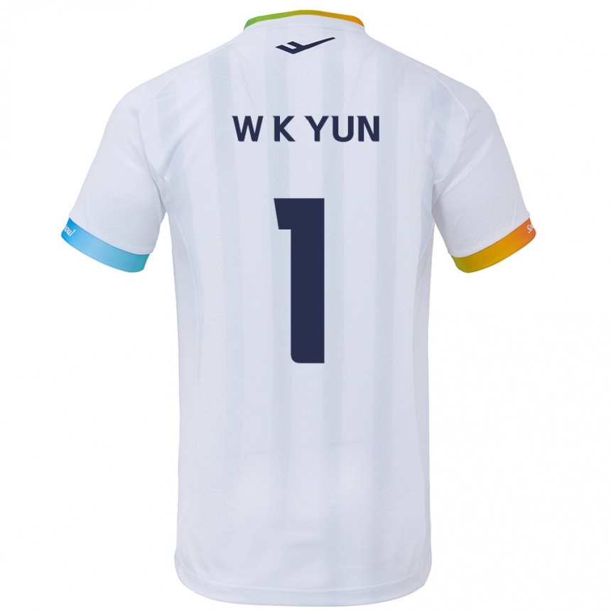 Enfant Football Maillot Ki-Wook Yun #1 Blanc Bleu Tenues Extérieur 2024/25 Canada