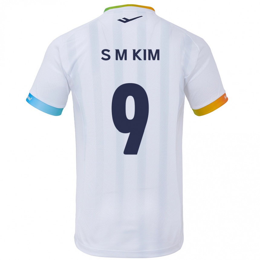 Kids Football Min-Sung Kim #9 White Blue Away Jersey 2024/25 T-Shirt Canada