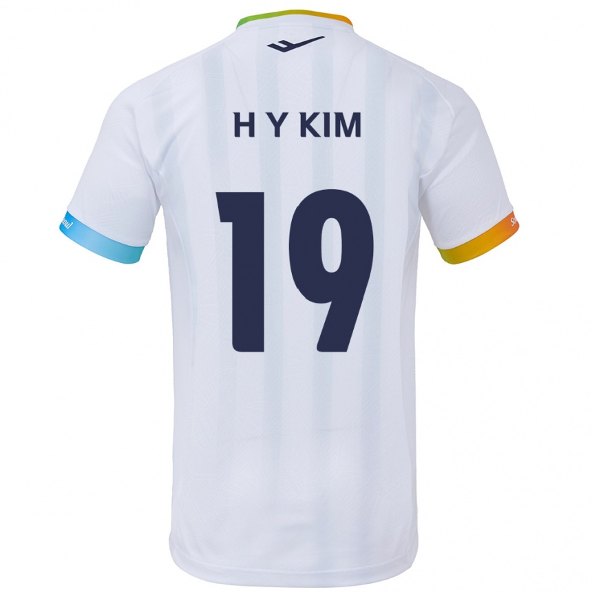 Enfant Football Maillot Yong-Hyuk Kim #19 Blanc Bleu Tenues Extérieur 2024/25 Canada