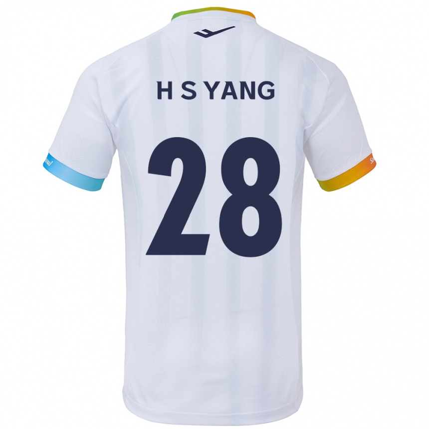 Enfant Football Maillot Seung-Hyeon Yang #28 Blanc Bleu Tenues Extérieur 2024/25 Canada