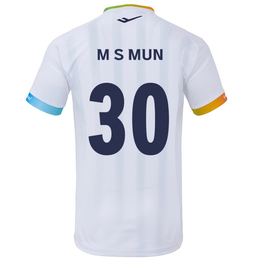 Kids Football Seong-Min Mun #30 White Blue Away Jersey 2024/25 T-Shirt Canada