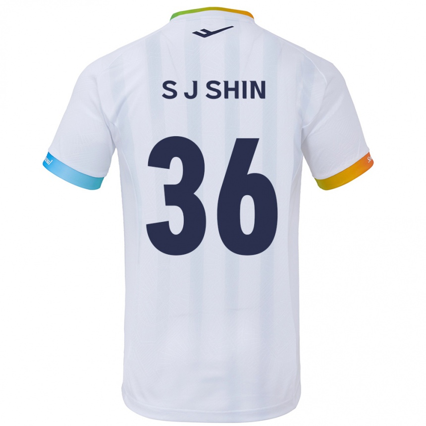 Kids Football Ji-Seop Shin #36 White Blue Away Jersey 2024/25 T-Shirt Canada