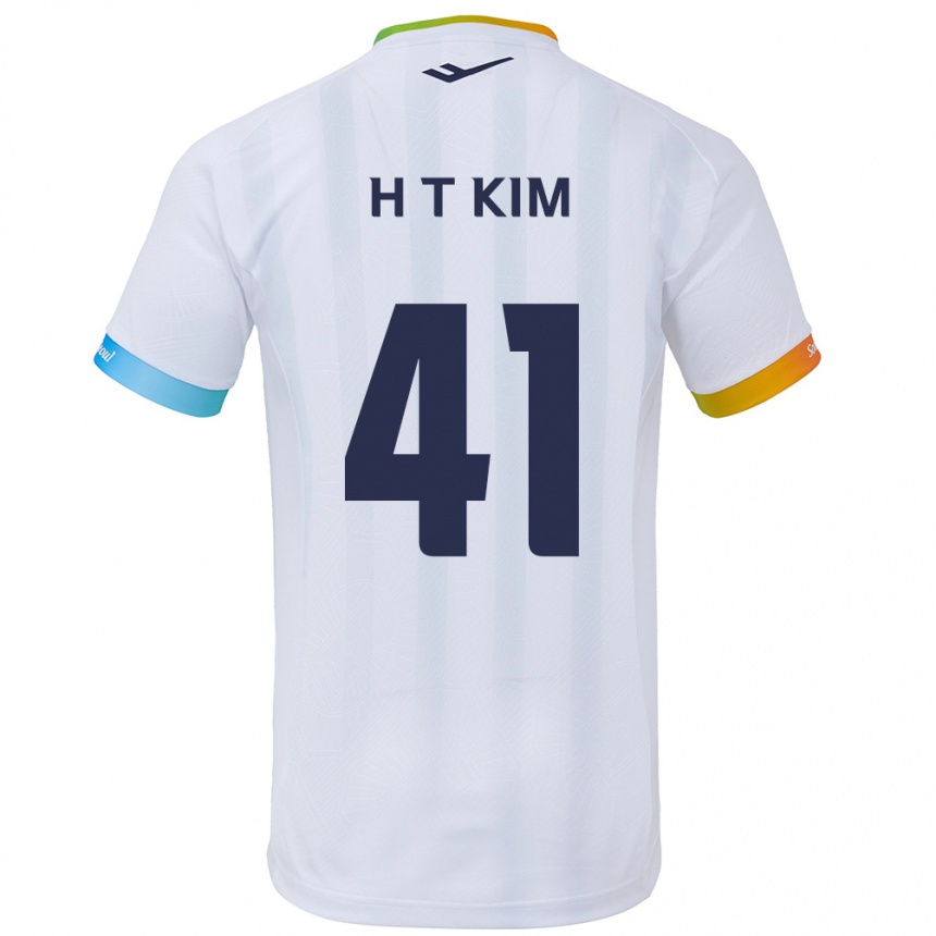 Kids Football Tae-Ho Kim #41 White Blue Away Jersey 2024/25 T-Shirt Canada