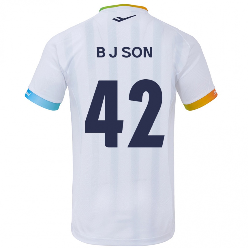 Enfant Football Maillot Jeong-Beom Son #42 Blanc Bleu Tenues Extérieur 2024/25 Canada