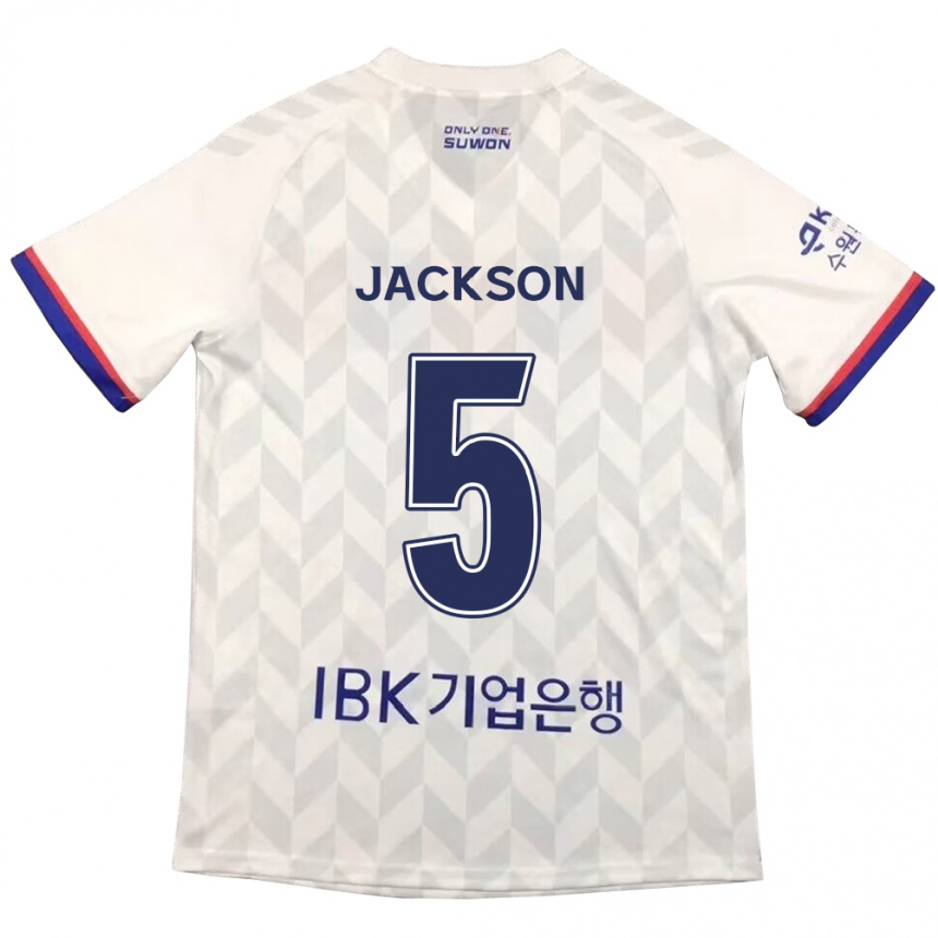 Kids Football Lachlan Jackson #5 White Blue Away Jersey 2024/25 T-Shirt Canada