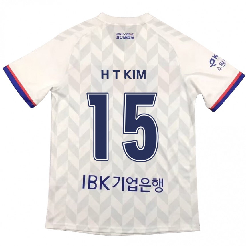 Kids Football Tae-Han Kim #15 White Blue Away Jersey 2024/25 T-Shirt Canada