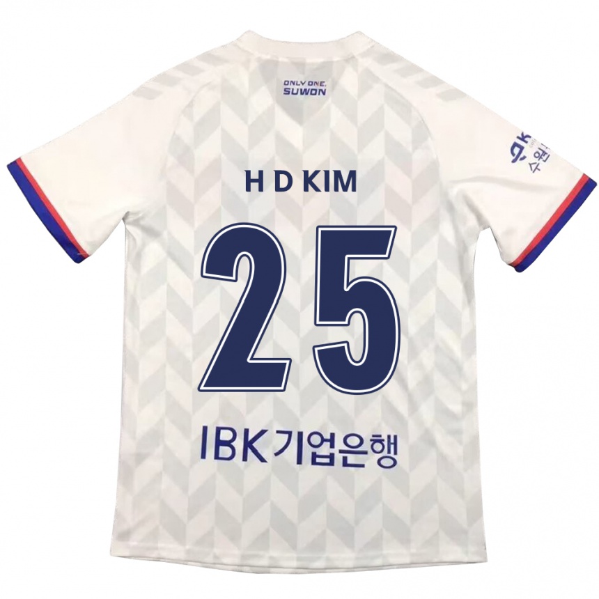 Kids Football Dae-Hyun Kim #25 White Blue Away Jersey 2024/25 T-Shirt Canada