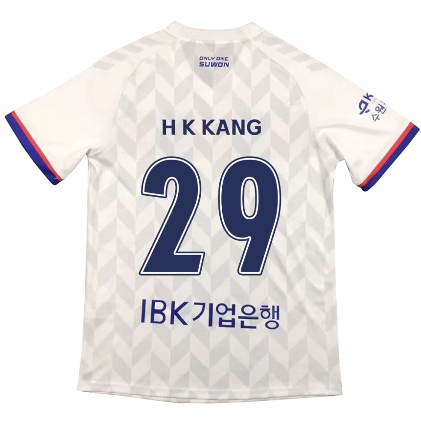 Enfant Football Maillot Kyo-Hun Kang #29 Blanc Bleu Tenues Extérieur 2024/25 Canada