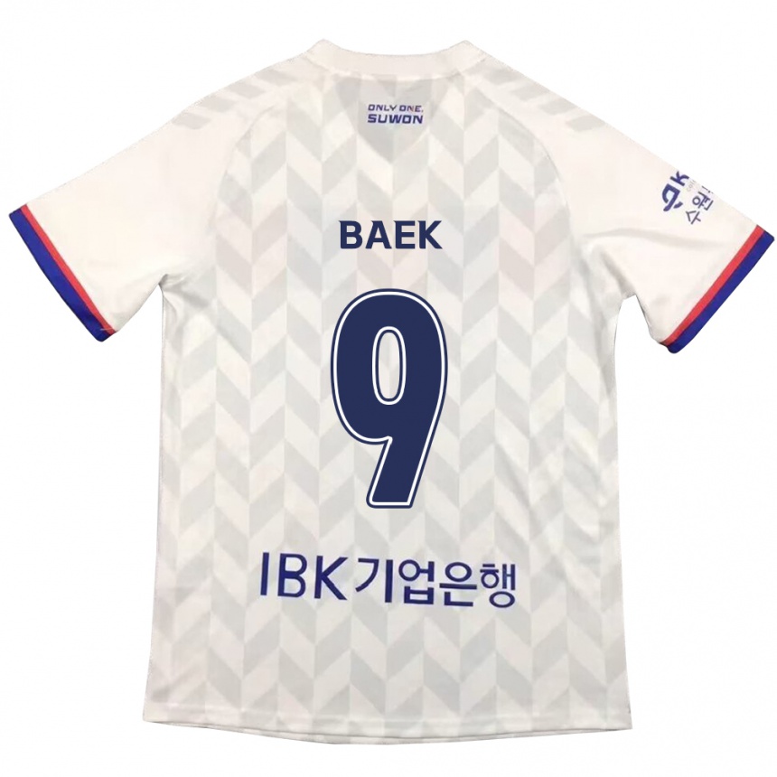 Enfant Football Maillot Kyeong Baek #9 Blanc Bleu Tenues Extérieur 2024/25 Canada