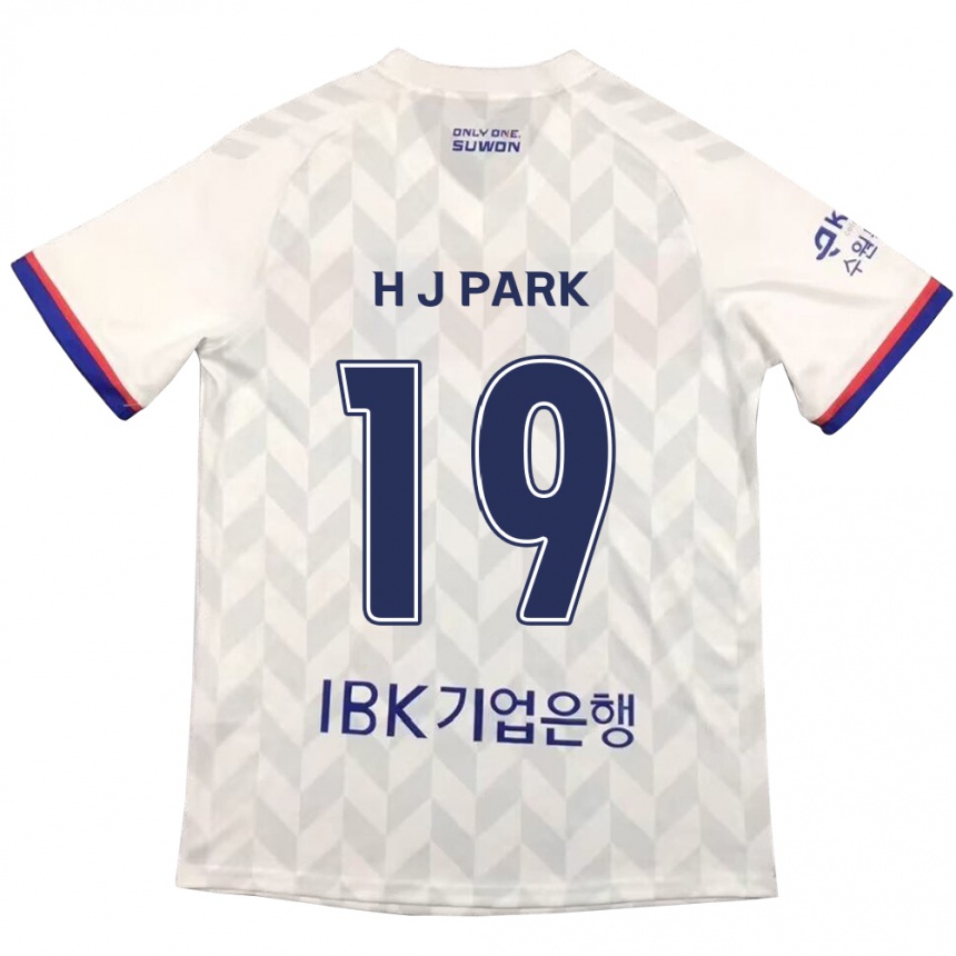 Kids Football Jun-Hui Park #19 White Blue Away Jersey 2024/25 T-Shirt Canada