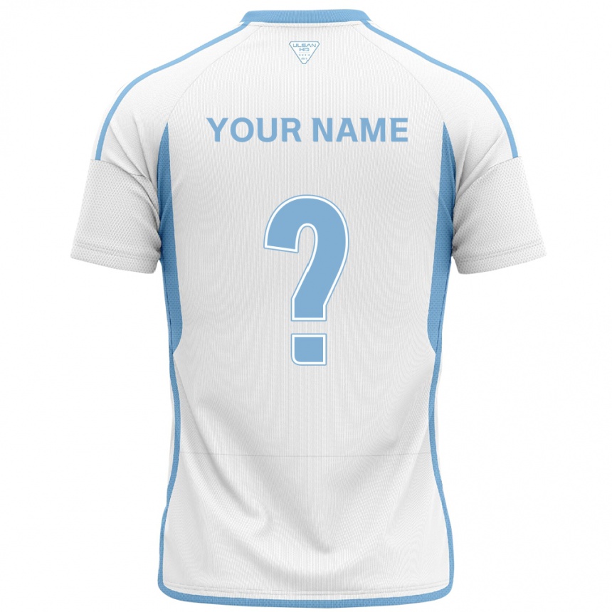 Kids Football Your Name #0 White Blue Away Jersey 2024/25 T-Shirt Canada