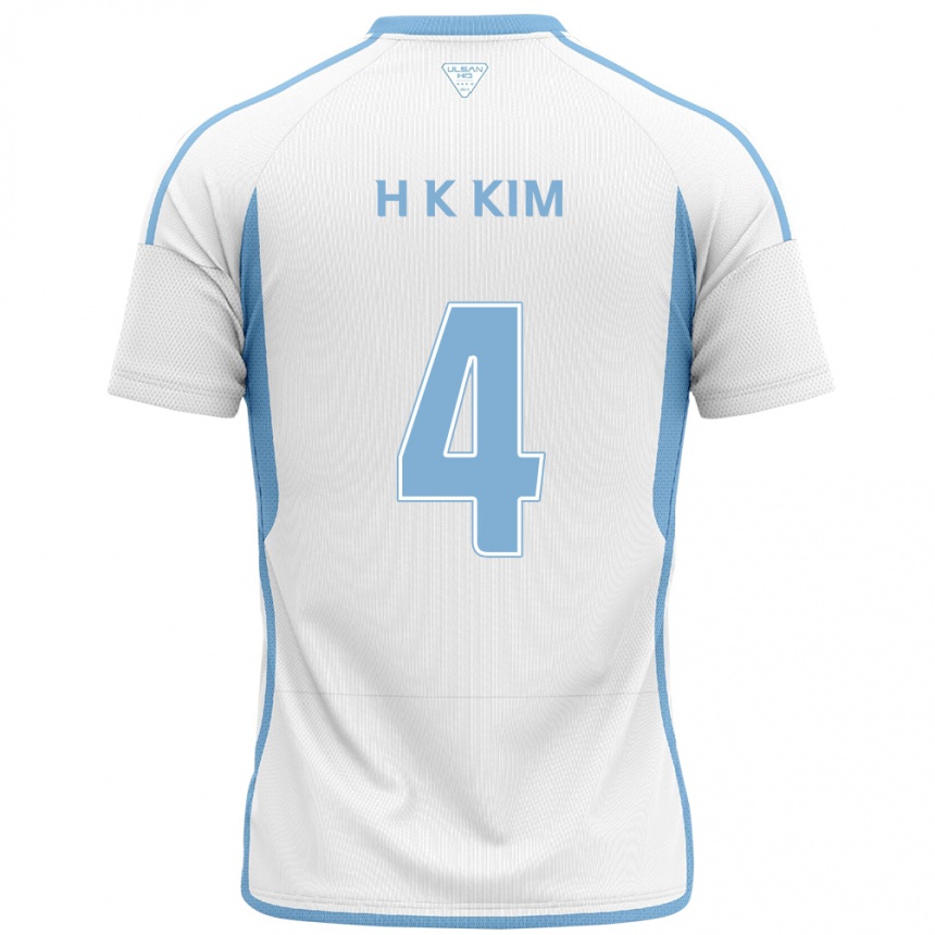 Enfant Football Maillot Kee-Hee Kim #4 Blanc Bleu Tenues Extérieur 2024/25 Canada