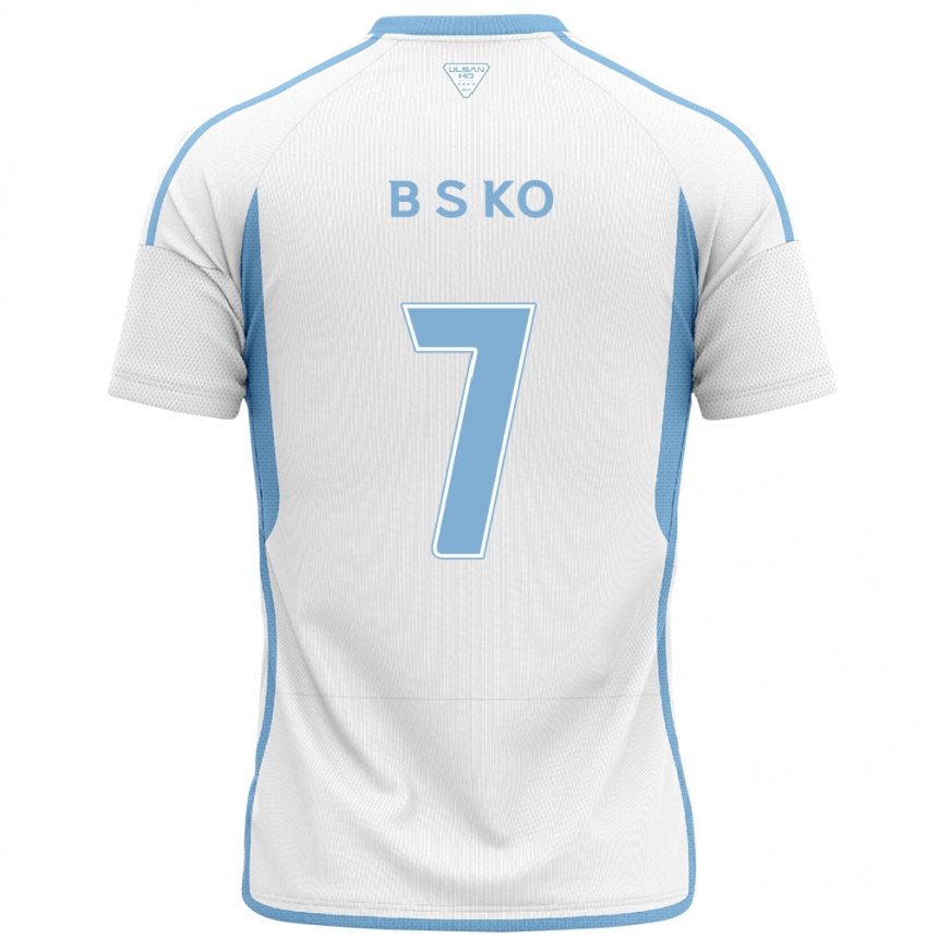 Enfant Football Maillot Seung-Beom Ko #7 Blanc Bleu Tenues Extérieur 2024/25 Canada