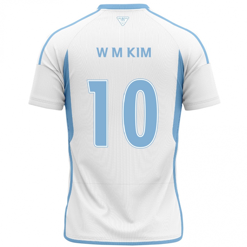 Kids Football Min-Woo Kim #10 White Blue Away Jersey 2024/25 T-Shirt Canada