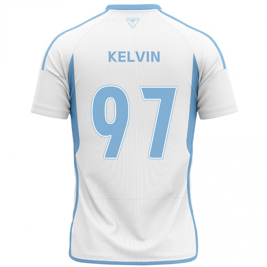 Enfant Football Maillot Kelvin #97 Blanc Bleu Tenues Extérieur 2024/25 Canada