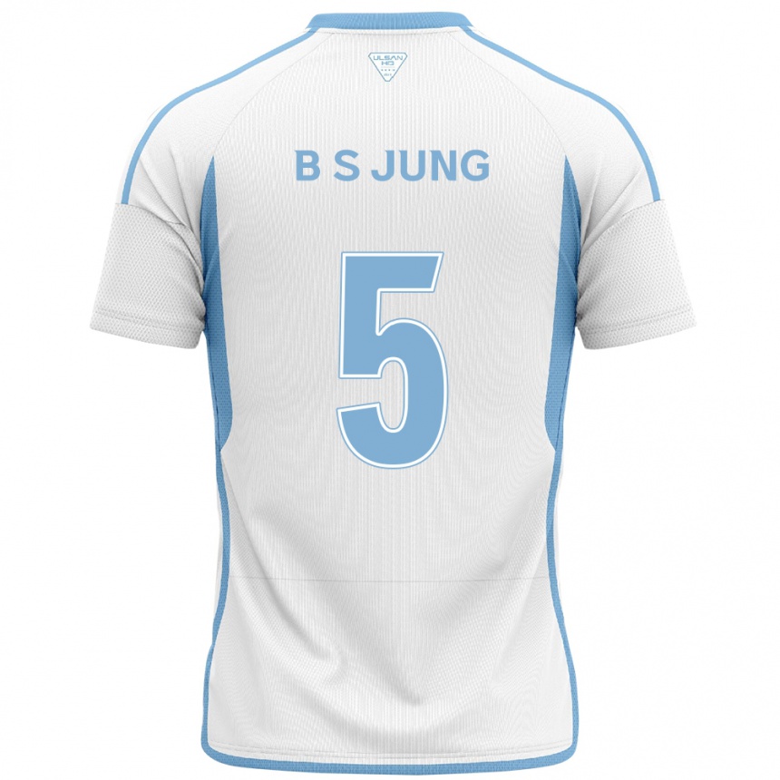 Kids Football Seong-Bin Jung #5 White Blue Away Jersey 2024/25 T-Shirt Canada