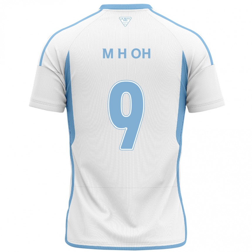 Kids Football Hyun-Min Oh #9 White Blue Away Jersey 2024/25 T-Shirt Canada