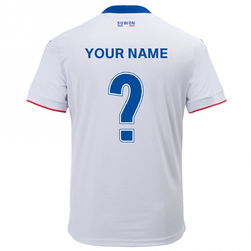 Kids Football Your Name #0 White Blue Away Jersey 2024/25 T-Shirt Canada