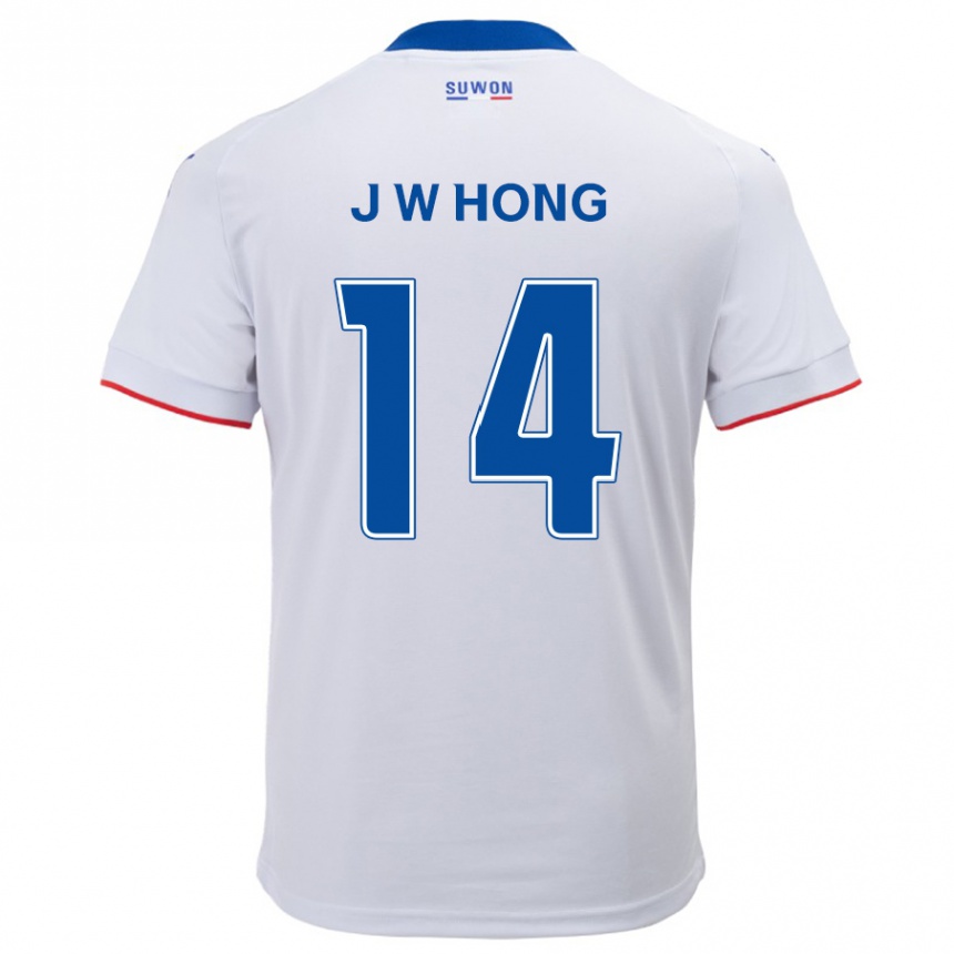 Enfant Football Maillot Won-Jin Hong #14 Blanc Bleu Tenues Extérieur 2024/25 Canada