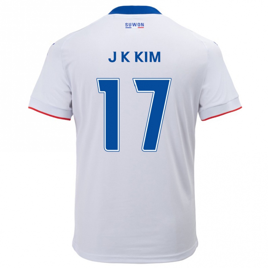 Enfant Football Maillot Kyeong-Jung Kim #17 Blanc Bleu Tenues Extérieur 2024/25 Canada