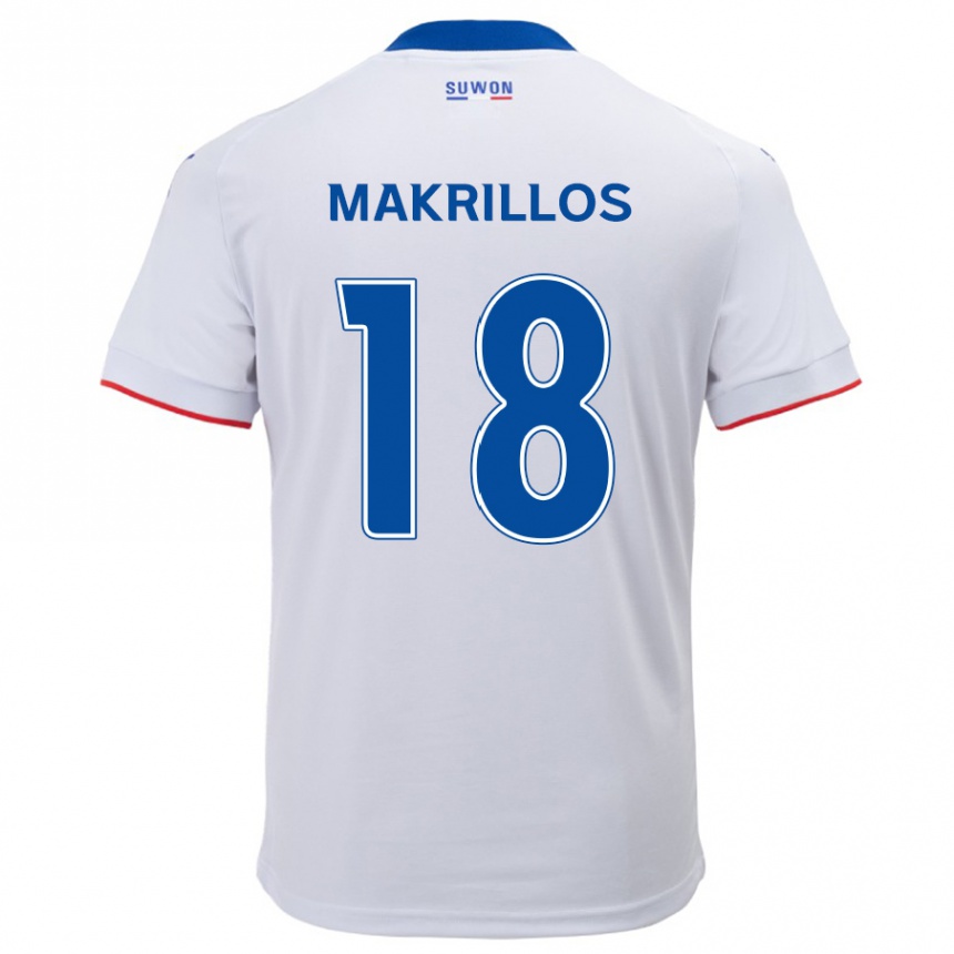 Kids Football Peter Makrillos #18 White Blue Away Jersey 2024/25 T-Shirt Canada