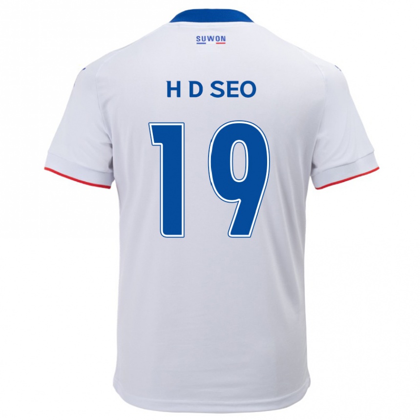 Enfant Football Maillot Dong-Han Seo #19 Blanc Bleu Tenues Extérieur 2024/25 Canada