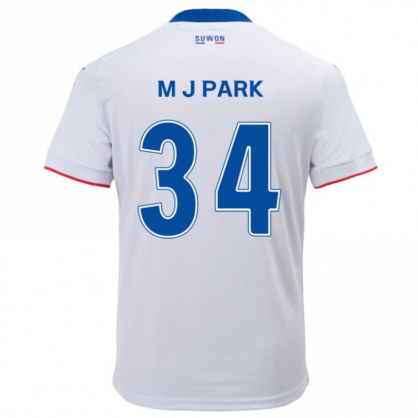 Kids Football Ji-Min Park #34 White Blue Away Jersey 2024/25 T-Shirt Canada