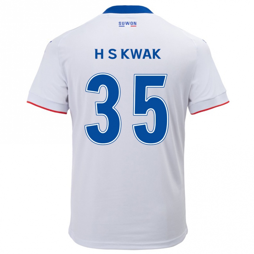 Enfant Football Maillot Sung-Hoon Kwak #35 Blanc Bleu Tenues Extérieur 2024/25 Canada