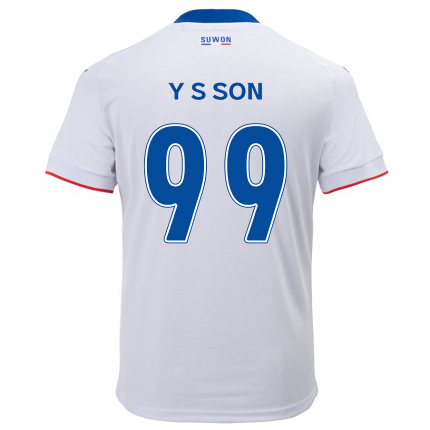 Enfant Football Maillot Suk-Yong Son #99 Blanc Bleu Tenues Extérieur 2024/25 Canada