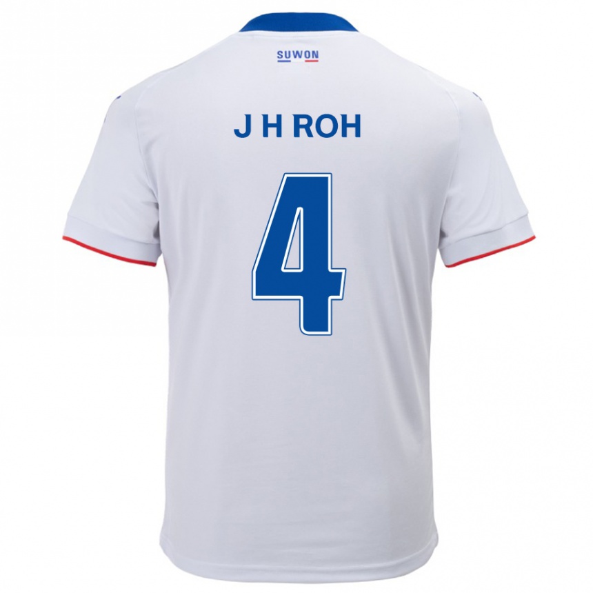 Enfant Football Maillot Hyun-Jun Roh #4 Blanc Bleu Tenues Extérieur 2024/25 Canada