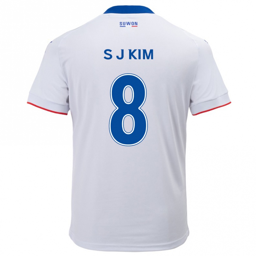 Kids Football Ji-Sung Kim #8 White Blue Away Jersey 2024/25 T-Shirt Canada