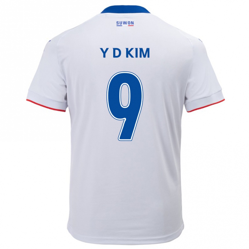 Kids Football Dong-Yeon Kim #9 White Blue Away Jersey 2024/25 T-Shirt Canada