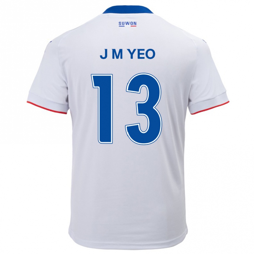 Kids Football Min-Jun Yeo #13 White Blue Away Jersey 2024/25 T-Shirt Canada