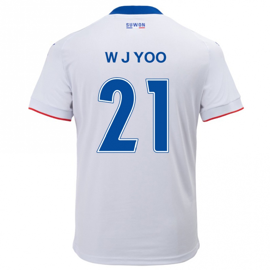 Kids Football Jin-Wook Yoo #21 White Blue Away Jersey 2024/25 T-Shirt Canada