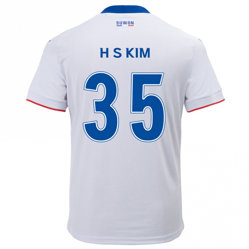 Enfant Football Maillot Seung-Hyun Kim #35 Blanc Bleu Tenues Extérieur 2024/25 Canada