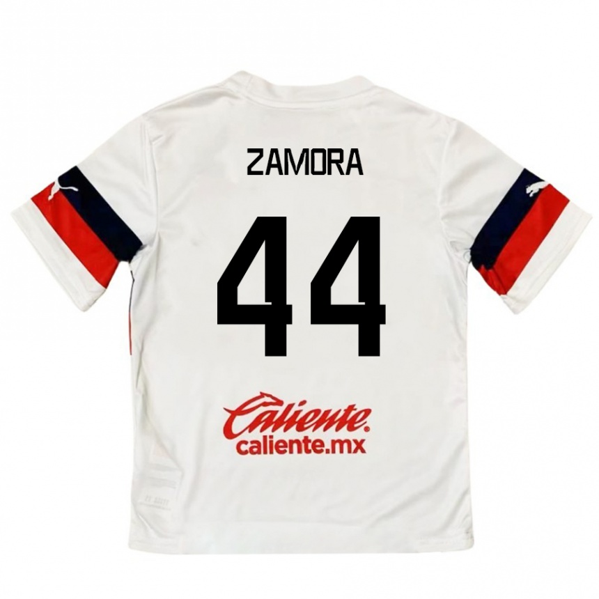 Kids Football Saúl Zamora #44 White Red Away Jersey 2024/25 T-Shirt Canada